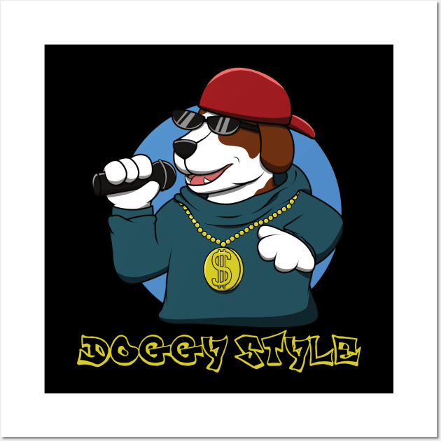 Dog Rap Funny Rapper Music Doggy Style Drawing Meme Wall Art by jkshirts